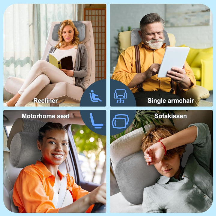Ergonomisches Samt Nackenkissen für Stühle und Sofas | Rutschfest mit 2 Taschen, abnehmbarer Bezug,