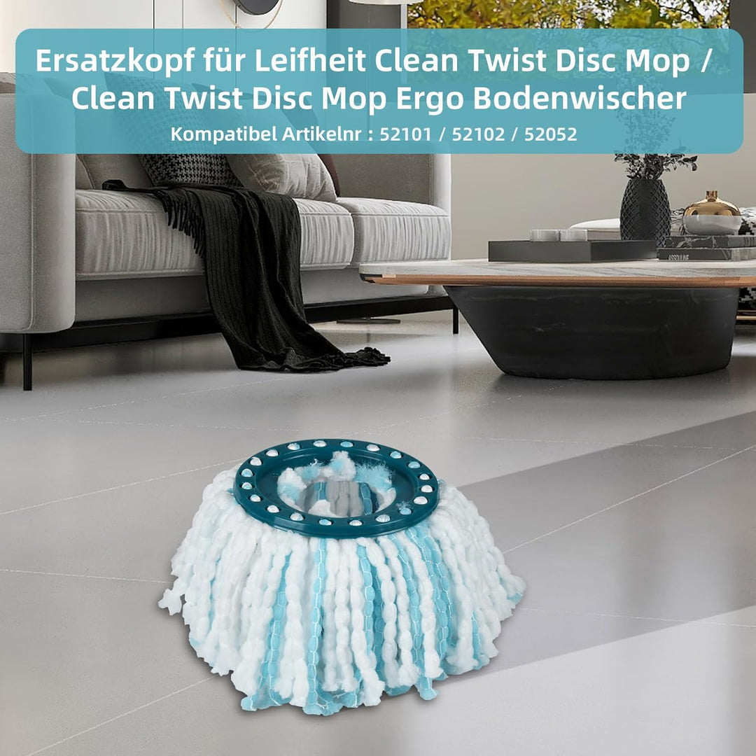 6 Stück Ersatzkopf für Leifheit Clean Twist Disc Mop/Clean Twist Disc Mop Ergo Bodenwischer, Mikrofa