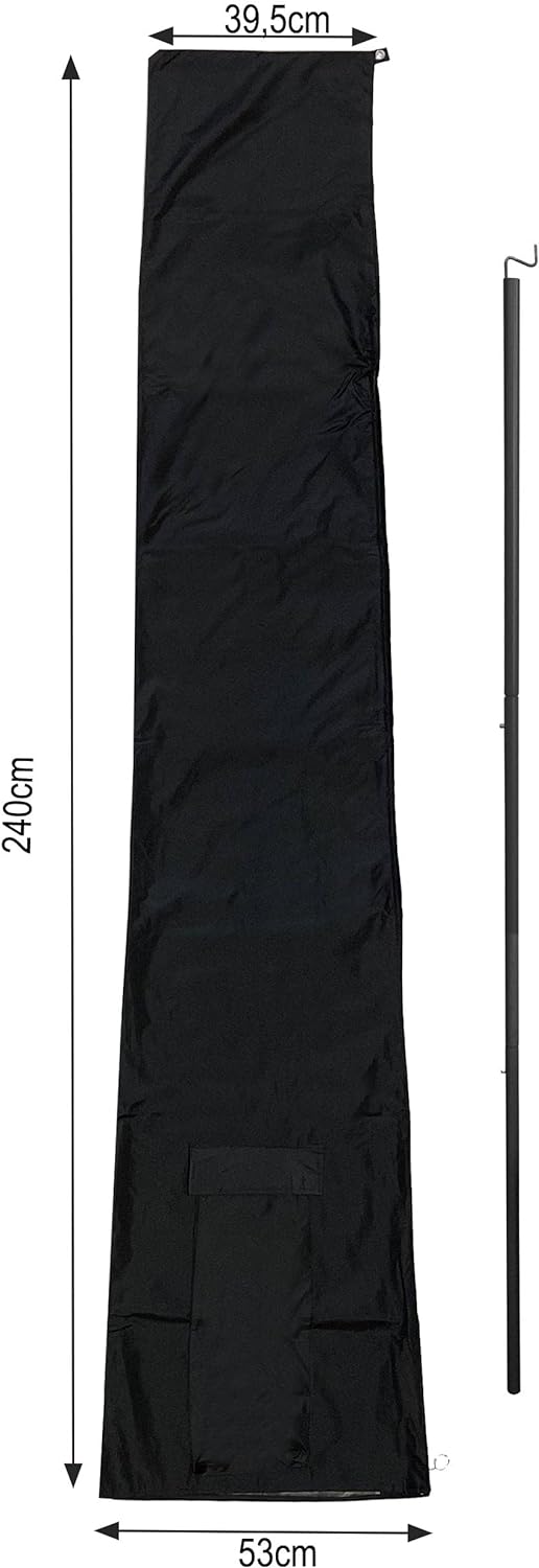 QUICK STAR Schirmhülle mit Zugstange 240x39,5/55cm Schwarz für Ampelschirme Marktschirme