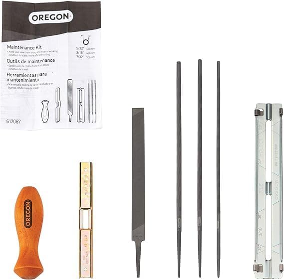 Oregon 3er-Pack Sägekette 3/8" LP für 20 cm Schiene und Kettensägen-Schärfset - 33 Antriebsglieder,