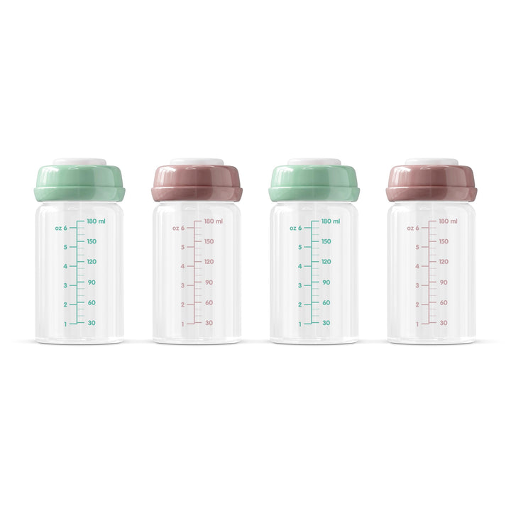Premium Glasflaschen für Muttermilch, 180 ml, spülmaschinen-, gefrier- und mikrowellengeeignet (Glas