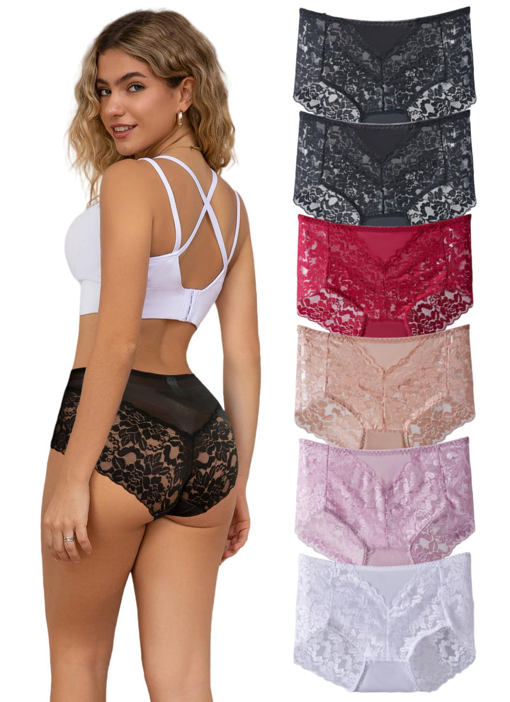 HiaLegion Unterhosen Damen Spitze Damen Slips Mehrpack Schlüpfer Damen Slips Unterhosen Damen Taille