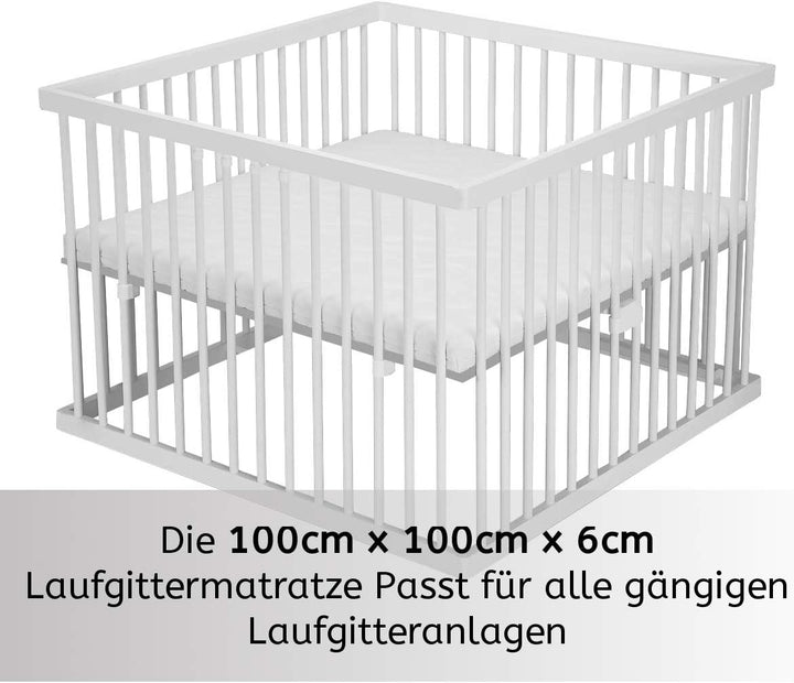 Laufgittereinlage 100x100 | Laufgittermatratze | Babymatratze Laufstall | Made in Germany |100 | Bez