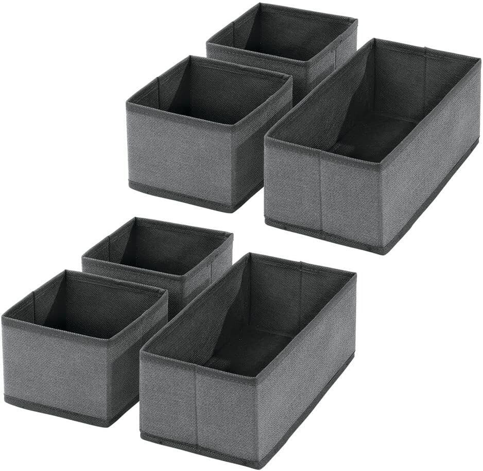 mDesign 6er-Set Aufbewahrungsbox – atmungsaktive Stoffbox für Socken, Unterwäsche, Leggings etc. – v
