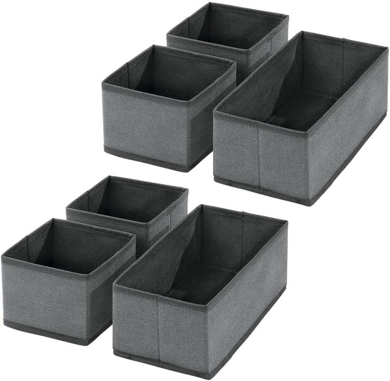 mDesign 6er-Set Aufbewahrungsbox – atmungsaktive Stoffbox für Socken, Unterwäsche, Leggings etc. – v
