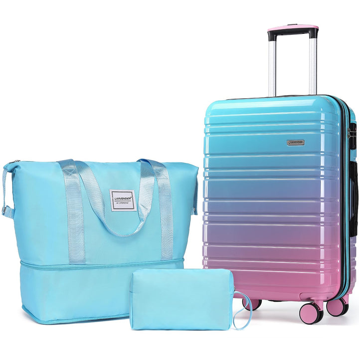 LARVENDER Kofferset 3 Teilig, Handgepäck Koffer 55cm, Cotton Candy | Hartschalen Trolley 55x40x20cm,