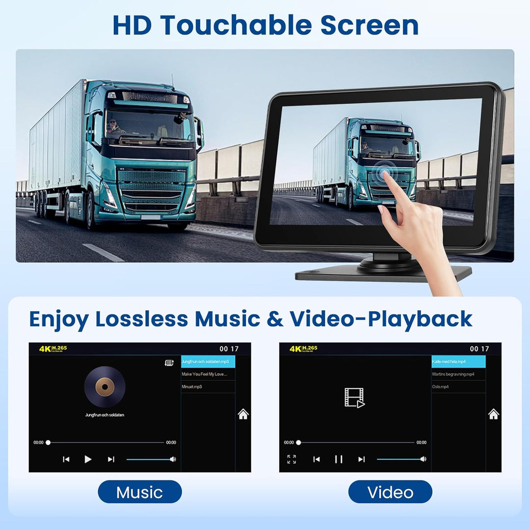 Hikity Rückfahrkamera Kabellos 7" HD Touchsreen mit 2 Rück Kamera mit Nachtsicht IP68 Wasserdicht+4K