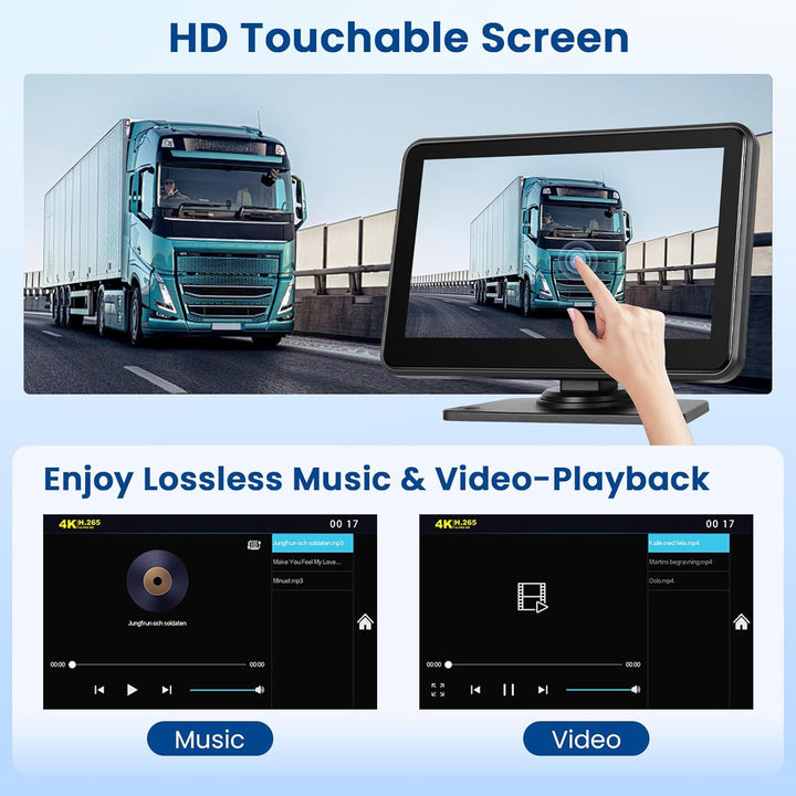 Hikity Rückfahrkamera Kabellos 7" HD Touchsreen mit 2 Rück Kamera mit Nachtsicht IP68 Wasserdicht+4K