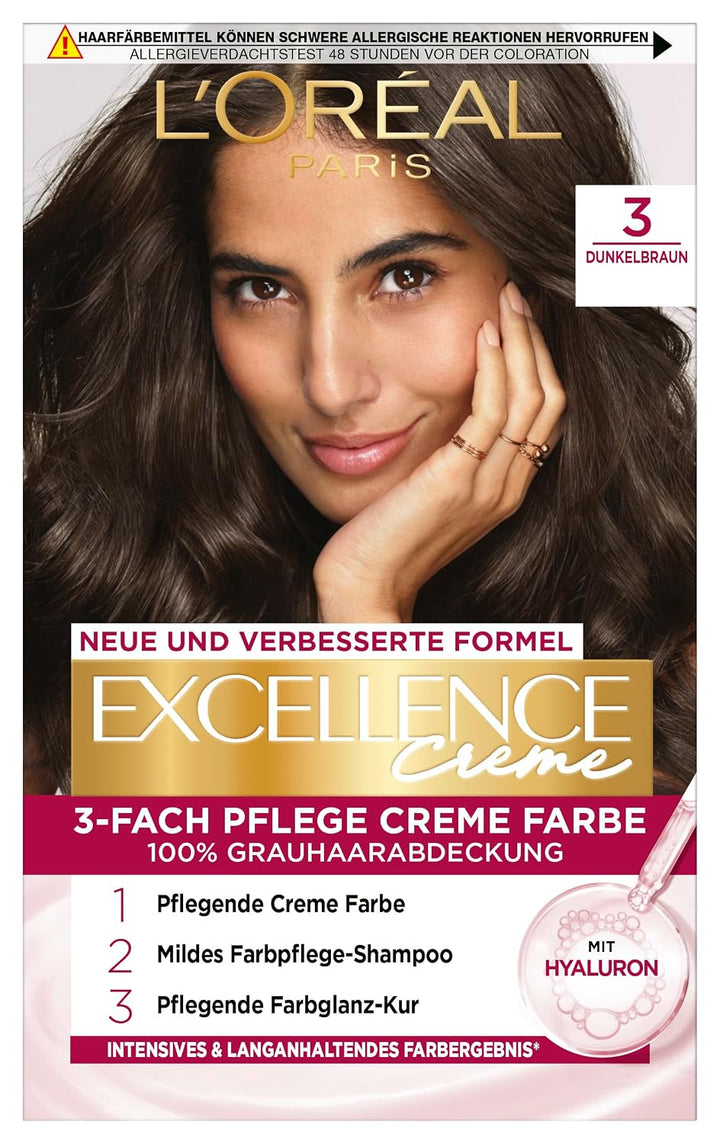 L'Oréal Paris Permanente Haarfarbe, 100% Grauhaarabdeckung, Haarfärbeset mit Coloration, Shampoo und