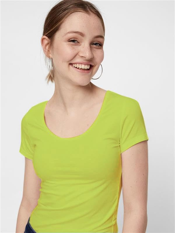 VERO MODA Damen Vmmaxi My Ss Soft U-Neck Noos T-Shirt, 3er Pack (Bright Rose, Wild Lime, Dusty Aqua)