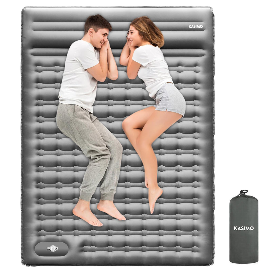 KASIMO Isomatte 12CM Luftmatratze Camping mit integrierten kopfkissen, Aufblasbare Matratze mit Fuss