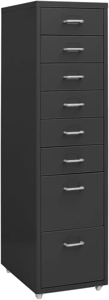 vidaXL Aktenschrank mit Rollen Rollcontainer Bürocontainer Schubladenschrank Büroschrank Metallschra