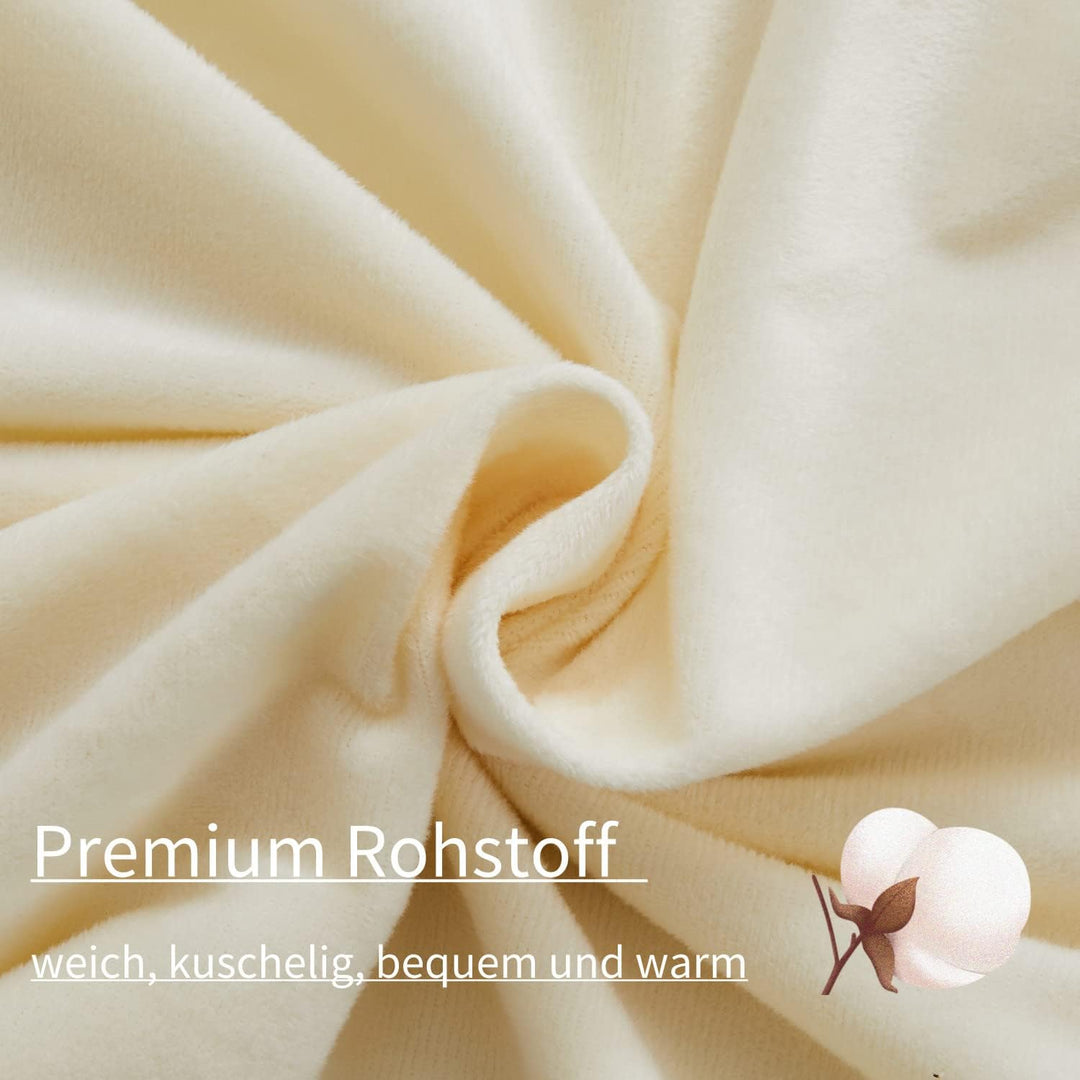 Boqingzhu Biber Bettwäsche 135x200cm 4Teilig Plüsch Beige Weiss Flanell Winter Warm Kuschelig Flausc