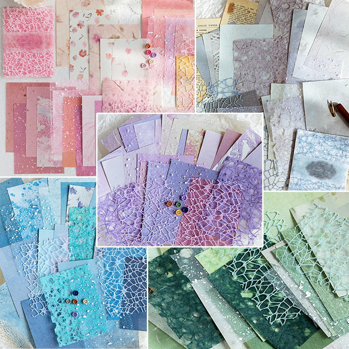 156 Blatt strukturiertes Scrapbook-Papier und Mesh-Gewebe sortiertes Set, 6er-Pack gemischtes Spezia