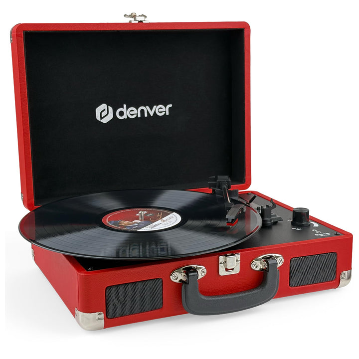 Denver VPL120 Plattenspieler mit Eingebauten Lautsprechern, Tragbaren Schallplattenspieler mit Aux E