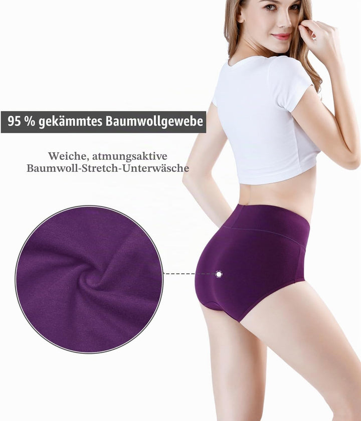wirarpa Damen Unterhosen Baumwolle Unterwäsche Hohe Taille Slips Hoher Taillenslip für Frauen 5er Pa