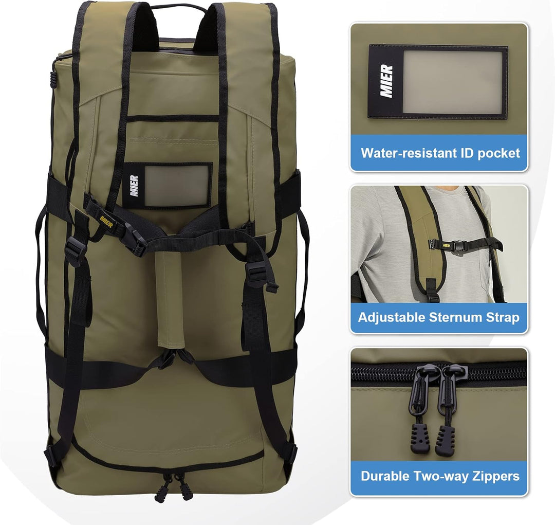 MIER Sporttasche Herren Wasserresistente Reisetasche gross Heavy Duty Convertible Sportrucksack mit