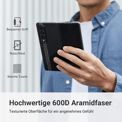 pitaka Ultradünne Hülle für Samsung Galaxy Z Fold 4 Leichte Handyhülle aus 600D Aramidfaser Kratzfes