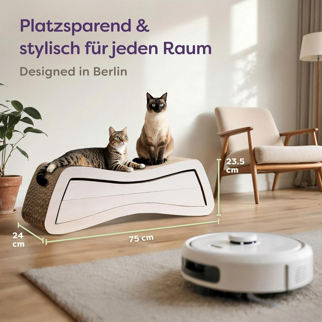 Kratzmöbel Kratzbrett Katze 3-teilig XXL 75cm – Besonders Kratzfeste Kratzpappe zur Krallenpflege –