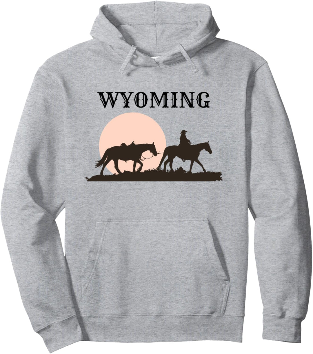 Wyoming Sunset Cowboy auf Pferd Silhouette Pullover Hoodie