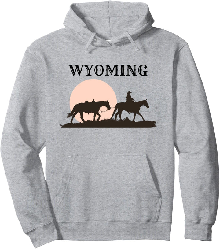 Wyoming Sunset Cowboy auf Pferd Silhouette Pullover Hoodie