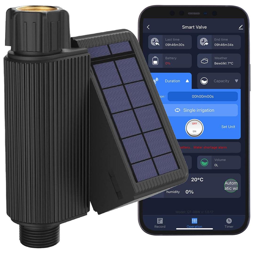 Royal Gardineer Bewässerungssystem WLAN: WLAN-Bewässerungscomputer, Solar, Wassermengenzähler, App,