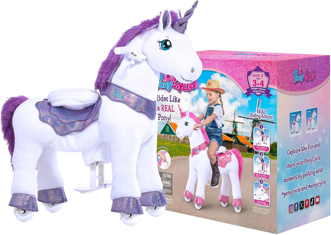 PonyCycle Essentiell Modell E Reiteinhorn auf Rollen, Einhorn Spielzeug (mit Bremse/Grösse 3 für 3-5