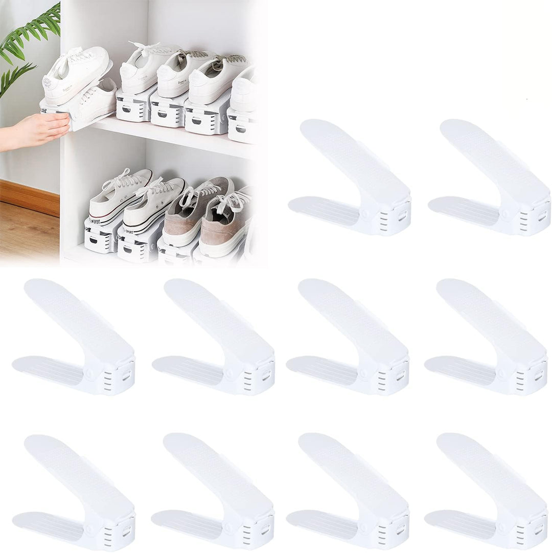 YUENFONG 30 Stück Einstellbare Schuhregale Schuhstapler Schuhhalter Set, 3 höhenverstellbar Schuhauf