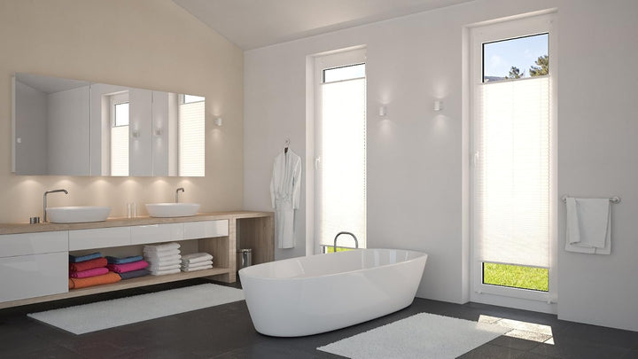 DécoProfi Plissee ohne Bohren Weiss 105cm x 130cm (max. Gesamthöhe Fensterflügel) I Verspannte Pliss