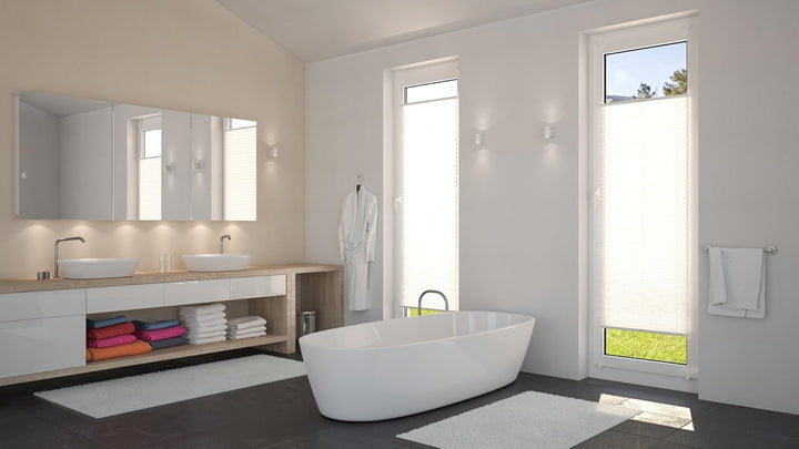 DécoProfi Plissee ohne Bohren Weiss 65cm x 130cm (max. Gesamthöhe Fensterflügel) I Verspannte Plisse