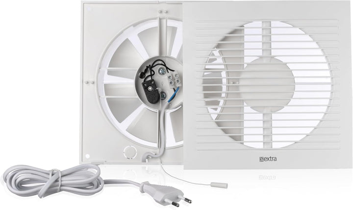 Ø 150mm Badlüfter Fan mit Zugschnur und Stecker - Weiss Abluftventilator - Ventilator zur Belüftung