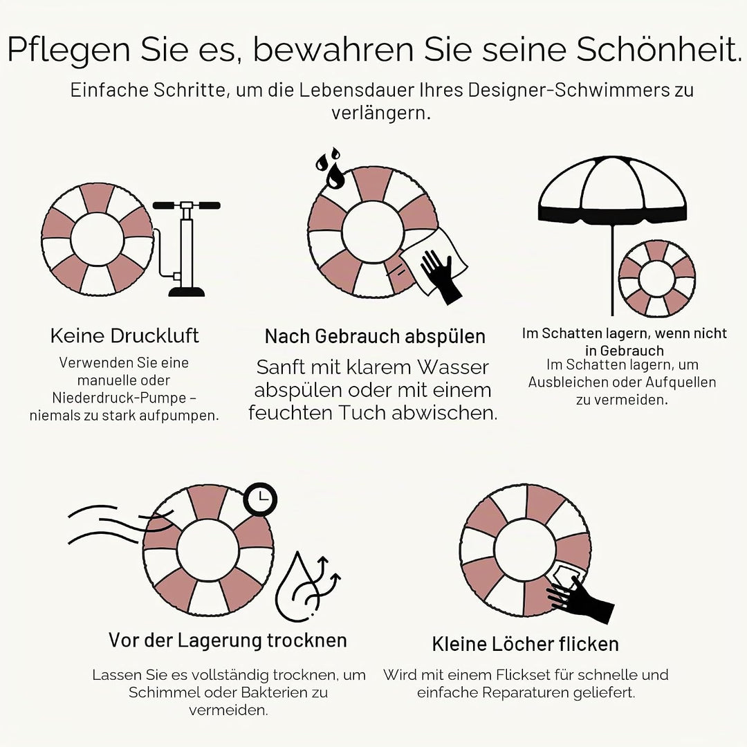 Petites Pommes Pool Inflatable Für Kinder – Robuster Schwimmreifen, Handbedrucktes Klassisches Strei