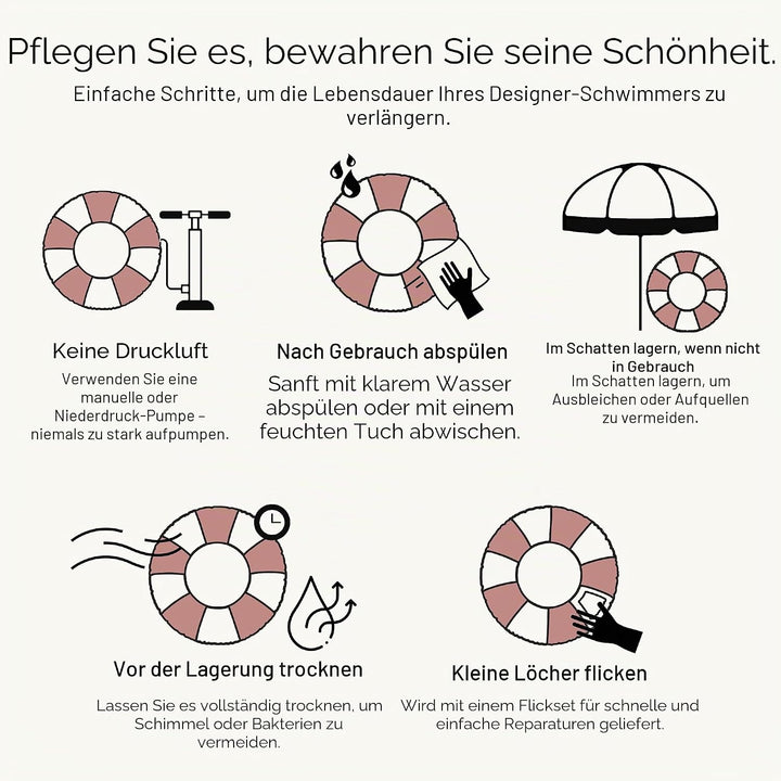 Petites Pommes Pool Inflatable Für Kinder – Robuster Schwimmreifen, Handbedrucktes Klassisches Strei