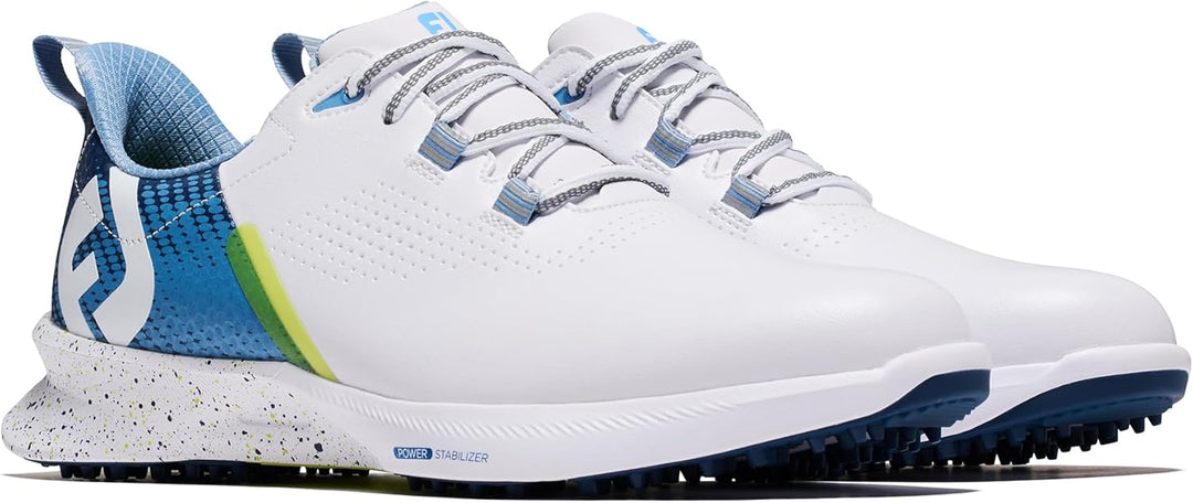 FootJoy Herren Fj Fuel Previous Season StyleGolfschuh 40 EU Weit Weiss Blau Grün, 40 EU Weit Weiss B