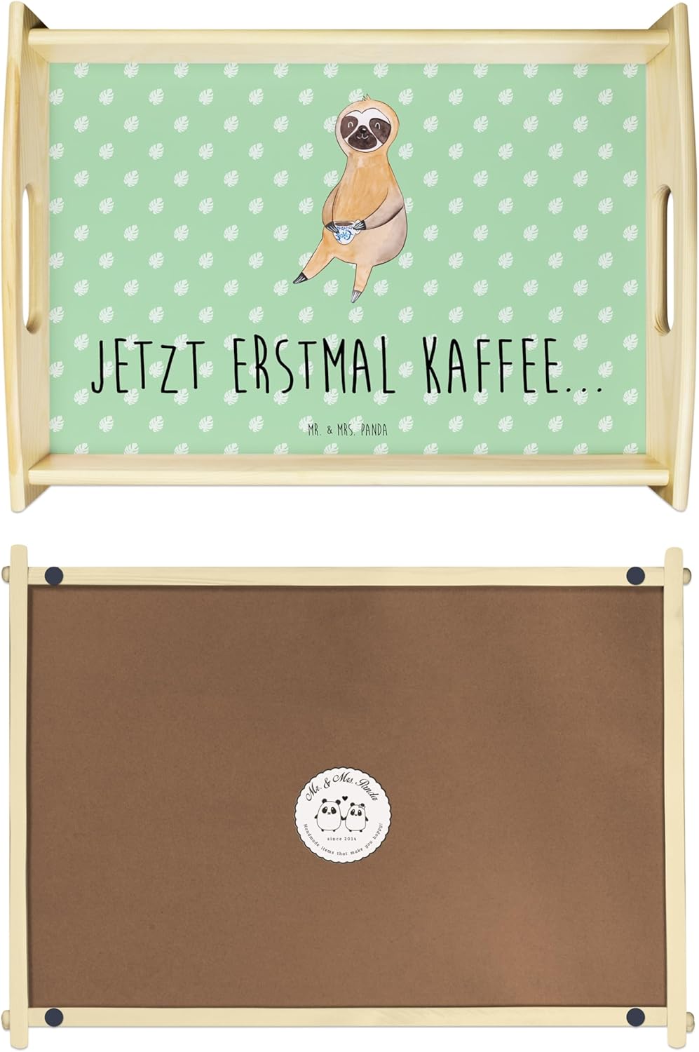 Mr. & Mrs. Panda tablett Holz Faultier Kaffee - Geschenk, Serviertablett, aus, Holztablett, Coffee,