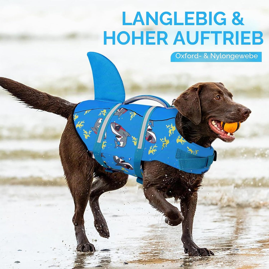 AOFITEE Schwimmweste Hund XS, Verstellbar Hundeschwimmweste Hai, Hoher Auftrieb Klein Hunde Schwimmw