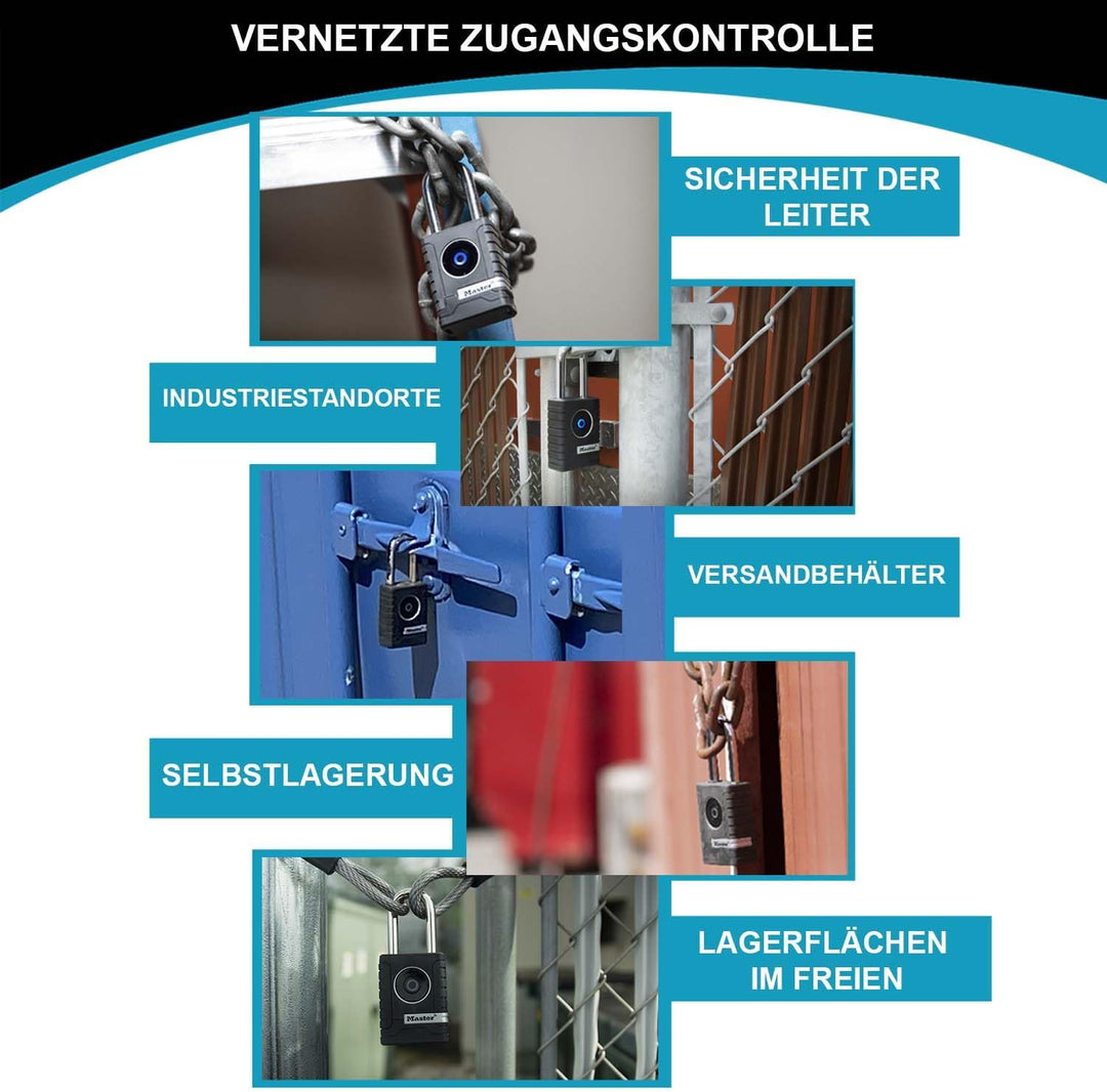 Master Lock 4401EURLHEC Bluetooth Vorhängeschloss für Unternehmen oder Privater, Wetterfest, Länger
