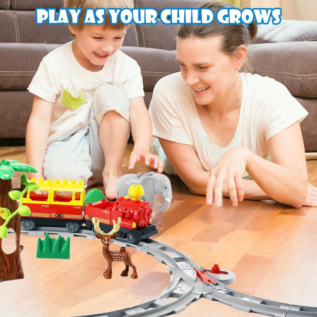 Bausteine Eisenbahn Schienen Set kompatibel mit Duplo Zug City, Schienen Erweiterung mit Kreuzung, W