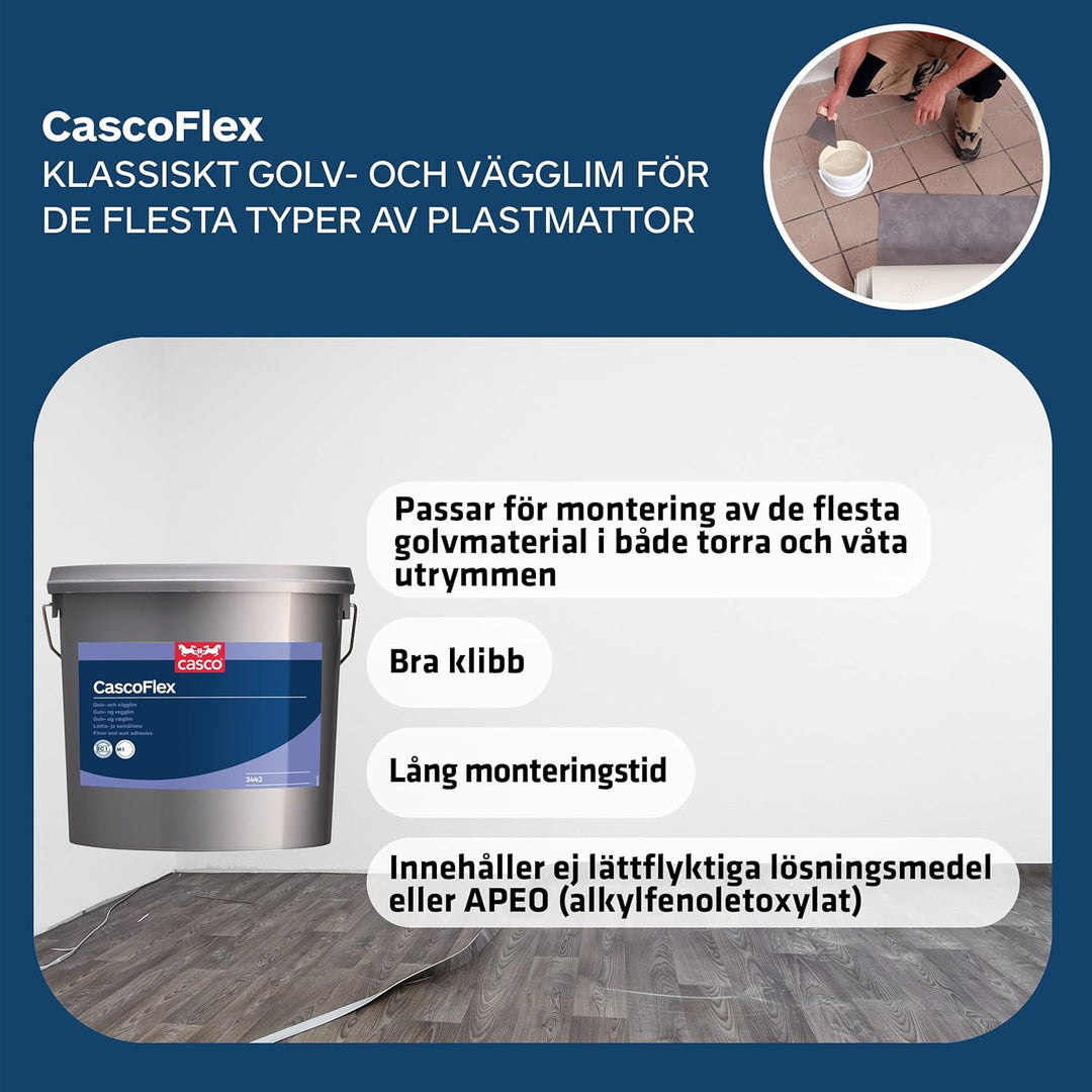 Casco Flex - Boden- und Wandklebstoffe für die meisten Arten von Kunststoffmatten in trockenen und n