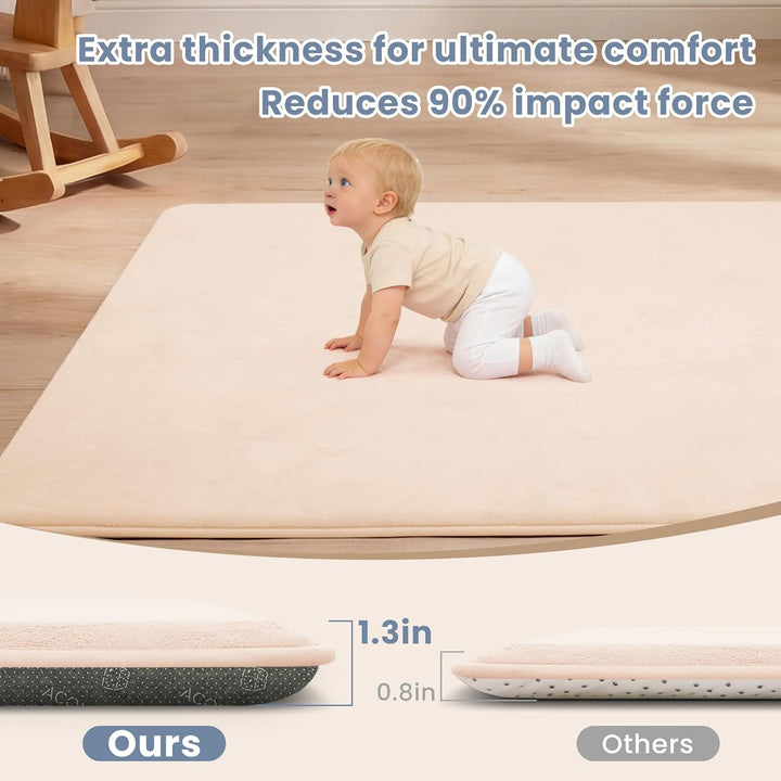 ACOMOPACK Baby Spielmatte aus 3cm dickem Memory-Schaumstoff, 180 x 200cm, Kinder Laufstallmatte für