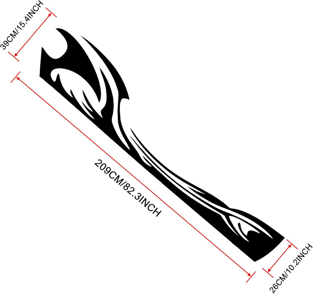 TOMALL 2 Stück 209 cm x 39 cm Wave Flame Graphic Car Body Side Flame Racing Sport Stripes Aufkleber