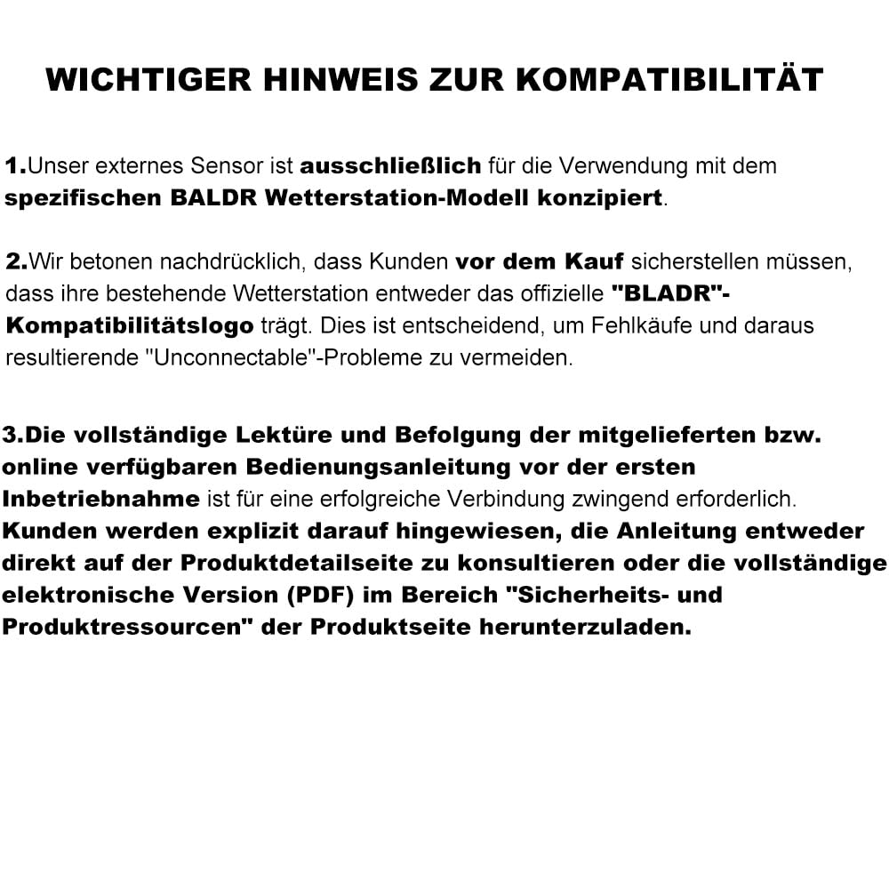 [NUR für BALDR] Wetterstation Aussensensor, Thermo-Hygro-Sender, Funk-Aussensensoren Verbinden mit d