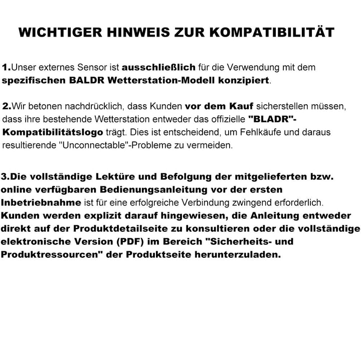 [NUR für BALDR] Wetterstation Aussensensor, Thermo-Hygro-Sender, Funk-Aussensensoren Verbinden mit d