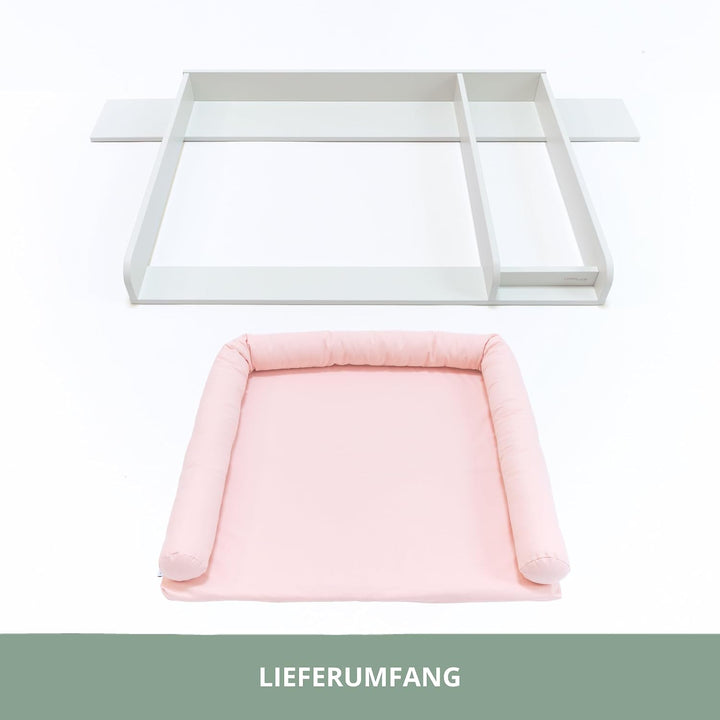 Wickelaufsatz Set für IKEA HEMNES – mit Aufsatz, Wickelauflage & Umrandung aus 100% Baumwolle (Blush