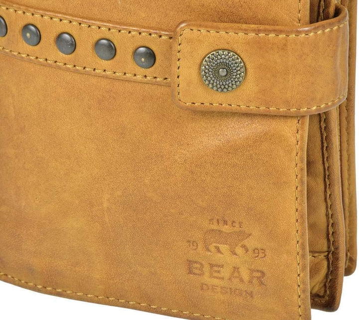 Bear Design Portemonnaie Damen Geldbörse Leder 10x15cm Geldbeutel Cow Lavato Ocker gelb