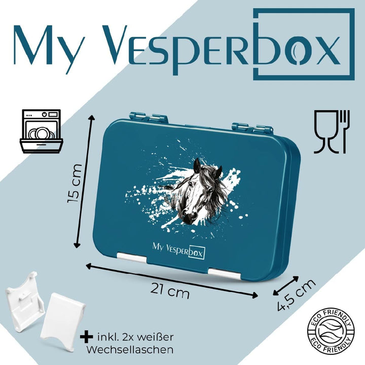 My Vesperbox® Brotdose für Kinder mit Fächern [LEN] - Lunchbox mit Trennfächern - Bento Box - Jausen