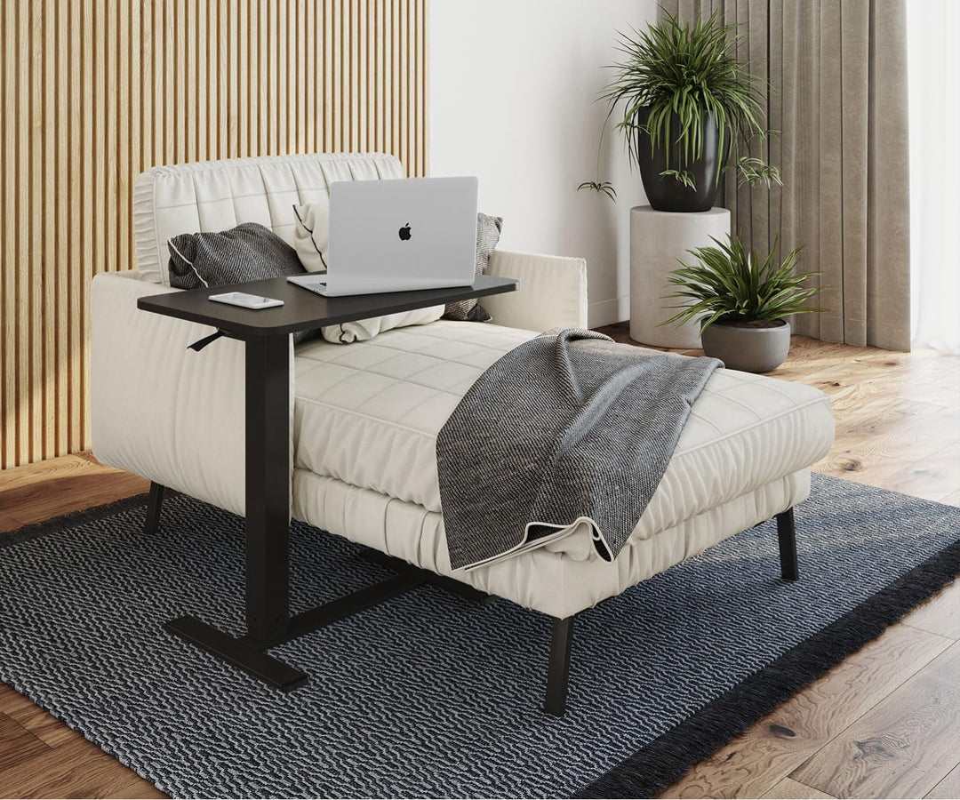 ESMART EACM-121BB 71 x 40 cm Schwarz - Mobiler stufenlos pneumatisch höhenverstellbarer Beistelltisc