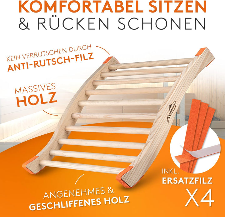 ALPENHAUCH Sauna Rückenlehne [aus 100% Naturholz] - Ergonomische Rückenlehne mit geschwungener S-For