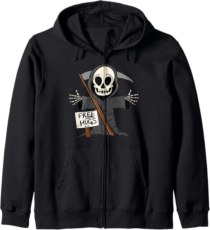 Free Hugs Grim Reaper Funny Pun Scary Halloween Costume Boys Kapuzenjacke
