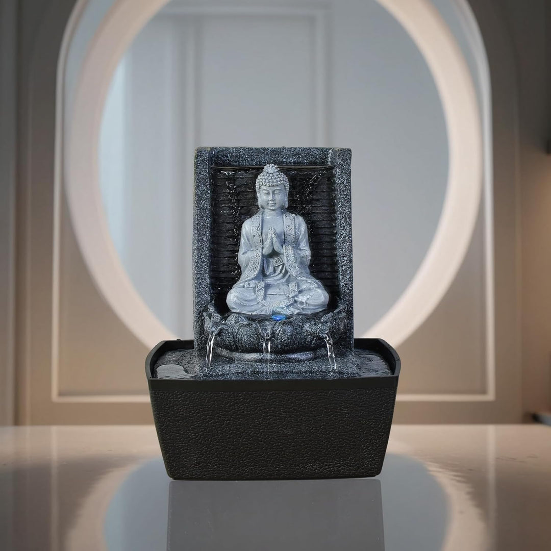 Zen Light scfrb1 Zimmerbrunnen Mauer Buddha Gebet Dunkelgrau/Schwarz 20 x 15 x
